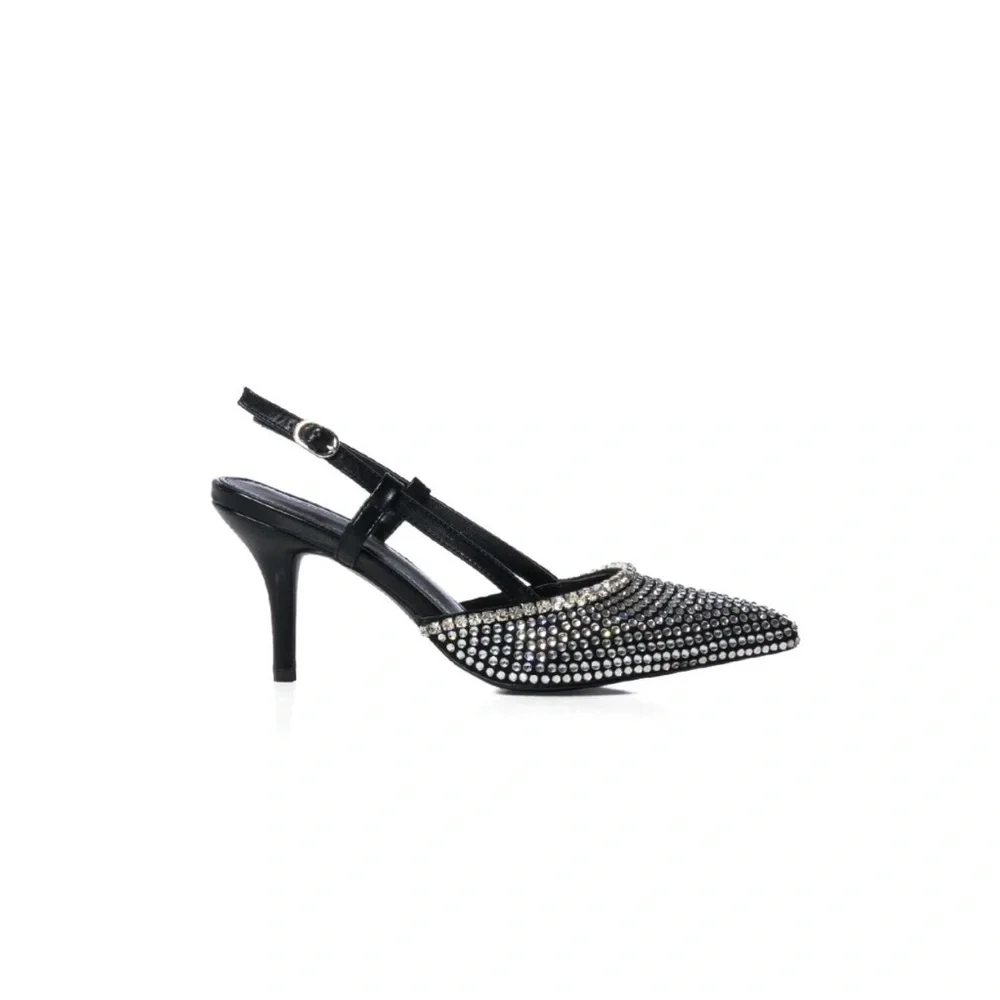 Black Rhinestone Heels - Picture 3 of 8